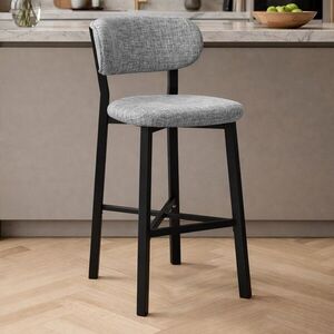 Imagine Scaun de bar, Hanah Home, Luna, 42x100x45 cm, Fier/Poliester/In, Gri