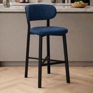 Imagine Scaun de bar, Hanah Home, Luna, 42x100x45 cm, Fier/Poliester/In, Albastru navy
