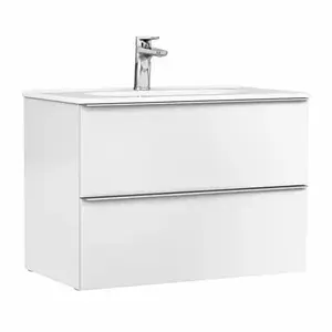 Imagine Baza lavoar suspendat Gala Shona 2 sertare 80x45.2 cm alb
