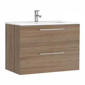 Imagine Set PROMO mobilier baza suspendat si lavoar Gala Handy 80x46 cm stejar