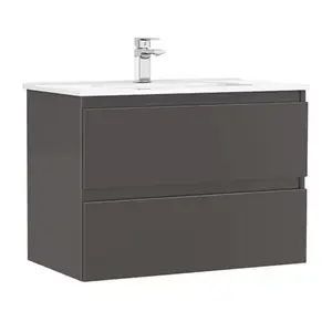 Imagine Set PROMO mobilier baza si lavoar Gala Daily 80x46 cm 2 sertare antracit