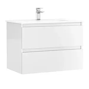 Imagine Set PROMO mobilier baza si lavoar Gala Daily 80x46 cm 2 sertare alb