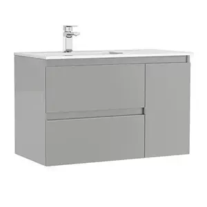 Imagine Set PROMO mobilier baza si lavoar Gala Daily 90x46 cm 2 sertare si 1 usa gri