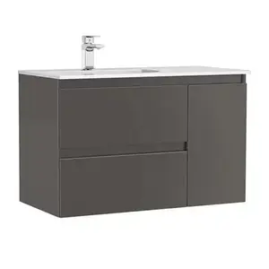 Imagine Set PROMO mobilier baza si lavoar Gala Daily 90x46 cm 2 sertare si 1 usa antracit