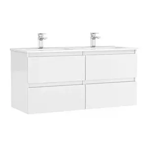 Imagine Set PROMO mobilier baza si lavoar Gala Daily 120x46 cm 4 sertare alb
