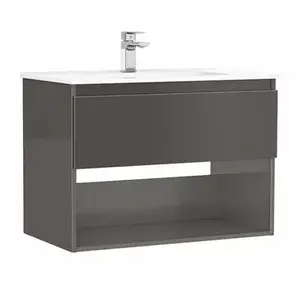 Imagine Set PROMO mobilier baza si lavoar Gala Daily 80x46 cm 1 sertar antracit