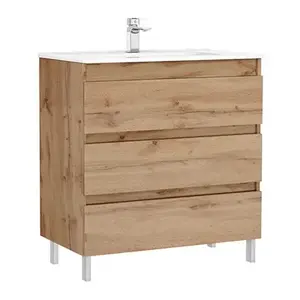 Imagine Set PROMO mobilier baza si lavoar Gala Daily 80x46 cm 3 sertare stejar rustic