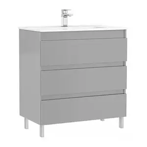 Imagine Set PROMO mobilier baza si lavoar Gala Daily 80x46 cm 3 sertare gri