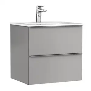 Imagine Set PROMO mobilier baza Gala Shona si lavoar Klea 60x46 cm 2 sertare gri mat