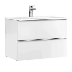 Imagine Set PROMO mobilier baza Gala Shona si lavoar Klea 80x46 cm 2 sertare alb mat