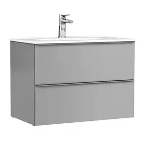 Imagine Set PROMO mobilier baza Gala Shona si lavoar Klea 80x46 cm 2 sertare gri mat