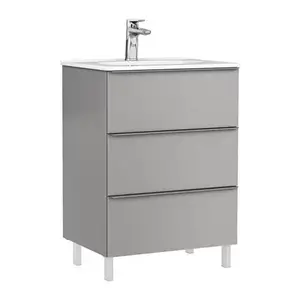 Imagine Set PROMO mobilier baza Gala Shona si lavoar Klea 60x46 cm 3 sertare gri mat