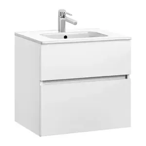 Imagine Set PROMO mobilier baza Gala Jade si lavoar Smile 59.5x44.5 cm 2 sertare alb