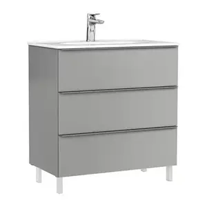 Imagine Set PROMO mobilier baza Gala Shona si lavoar Klea 80x46 cm 3 sertare gri mat