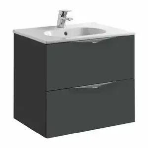 Imagine Set PROMO mobilier baza Gala Agata si lavoar Klea 61x46 cm 2 sertare gri mat