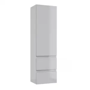 Imagine Dulap inalt suspendat Defra Como 40x140 cm 1 usa si 2 sertare gri-deschis lucios