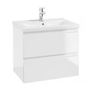 Imagine Baza lavoar suspendat Defra Como 2 sertare 59.9x40 cm alb lucios