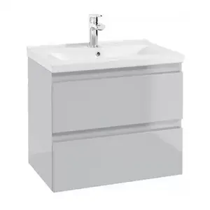 Imagine Baza lavoar suspendat Defra Como 2 sertare 59.9x40 cm gri-deschis lucios