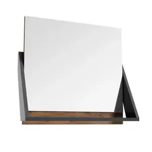 Imagine Oglinda cu etajera Defra Op-Arty alb 64.2x58.5 cm nuc rockford natur-negru mat