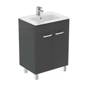 Imagine Baza lavoar pe pardoseala Ideal Standard Tempo 2 usi 60x44 cm gri lucios