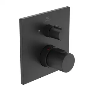 Imagine Baterie cada si dus incastrata Ideal Standard Ceratherm C100 negru mat termostatica