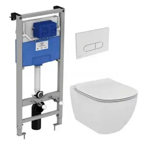 Imagine Set PROMO vas WC suspendat Ideal Standard Tesi 53x36 cm cu rezervor ProSys si capac alb softclose