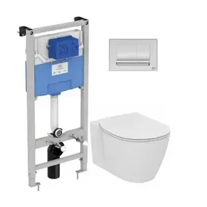 Imagine Set PROMO vas WC suspendat Ideal Standard Connect 54.5x36.5 cm cu rezervor ProSys si capac alb lucios