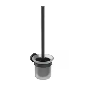 Imagine Perie WC cu suport negru mat Ideal Standard IOM si sticla mata