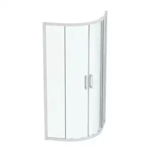 Imagine Cabina de dus semirotunda Ideal Standard Connect 2 90x90 cm cu usi culisante si profil alb mat