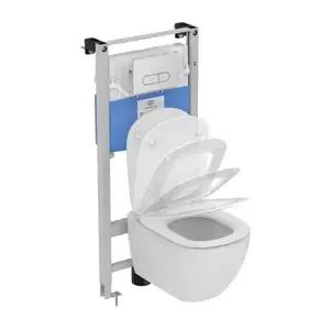 Imagine Set PROMO vas WC suspendat Ideal Standard Tesi 53x36 cm cu rezervor ProSys 120P si capac alb slim softclose