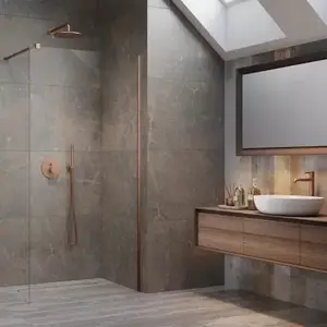 Imagine Cabina de dus Walk-In Radaway Modo New Brushed Copper II 150x200 cm profil cupru periat
