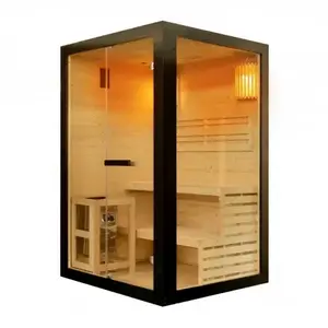 Imagine Sauna finlandeza Sanotechnik Panorama negru 2 persoane 130x120x200 cm molid