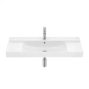 Imagine Lavoar suspendat Roca Ona 100x46 cm Fineceramic alb lucios Supraglaze cu polite laterale