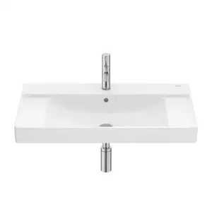Imagine Lavoar suspendat Roca Ona 80x46 cm Fineceramic alb mat cu polite laterale