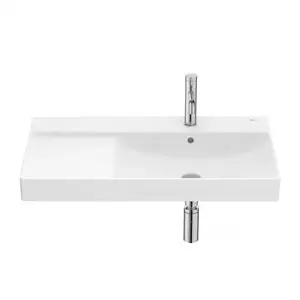 Imagine Lavoar suspendat Roca Ona 80x46 cm Fineceramic alb mat cu polita stanga