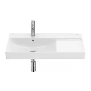 Imagine Lavoar suspendat Roca Ona 80x46 cm Fineceramic alb lucios cu polita dreapta