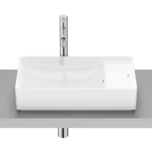Imagine Lavoar pe blat Roca Ona 55x34.5 cm Fineceramic alb lucios cu polita dreapta