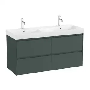 Imagine Set PROMO mobilier baza si lavoar dublu Roca Ona Unik 4 sertare 120x46 cm verde mat