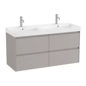 Imagine Set PROMO mobilier baza si lavoar dublu Roca Ona Unik 4 sertare 120x46 cm gri mat
