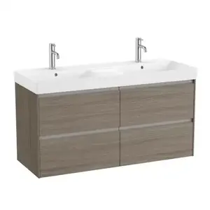 Imagine Set PROMO mobilier baza si lavoar dublu Roca Ona Unik 4 sertare 120x46 cm ulm inchis