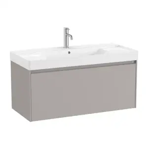 Imagine Set PROMO mobilier baza si lavoar cu 2 polite Roca Ona Unik 1 sertar 100x46 cm gri mat