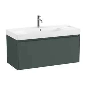 Imagine Set PROMO mobilier baza si lavoar cu 2 polite Roca Ona Unik 1 sertar 100x46 cm verde mat