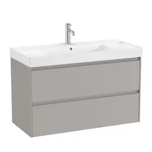 Imagine Set PROMO mobilier baza si lavoar cu 2 polite Roca Ona Unik 2 sertare 100x46 cm gri mat