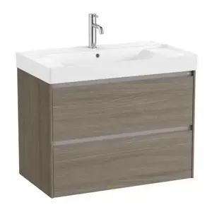 Imagine Set PROMO mobilier baza si lavoar cu 2 polite Roca Ona Unik 2 sertare 80x46 cm ulm inchis