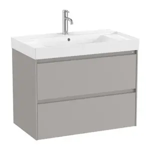 Imagine Set PROMO mobilier baza si lavoar cu 2 polite Roca Ona Unik 2 sertare 80x46 cm gri mat