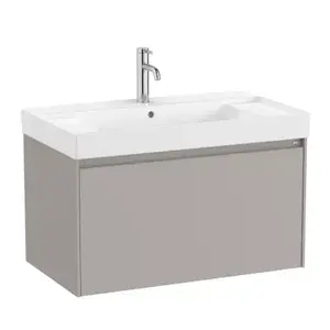 Imagine Set PROMO mobilier baza si lavoar cu 2 polite Roca Ona Unik 1 sertar 80x46 cm gri mat