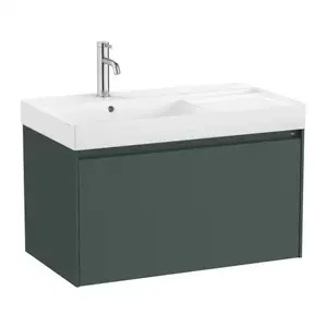 Imagine Set PROMO mobilier baza si lavoar cu polita dreapta Roca Ona Unik 1 sertar 80x46 cm verde mat