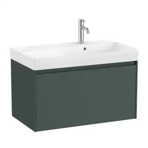 Imagine Set PROMO mobilier baza si lavoar cu polita stanga Roca Ona Unik 1 sertar 80x46 cm verde mat