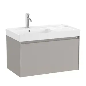 Imagine Set PROMO mobilier baza si lavoar cu polita dreapta Roca Ona Unik 1 sertar 80x46 cm gri mat