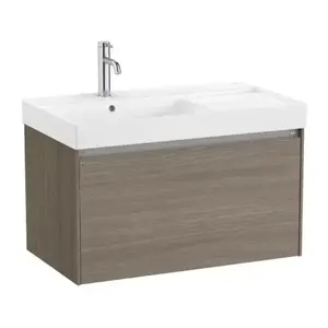 Imagine Set PROMO mobilier baza si lavoar cu polita dreapta Roca Ona Unik 1 sertar 80x46 cm ulm inchis
